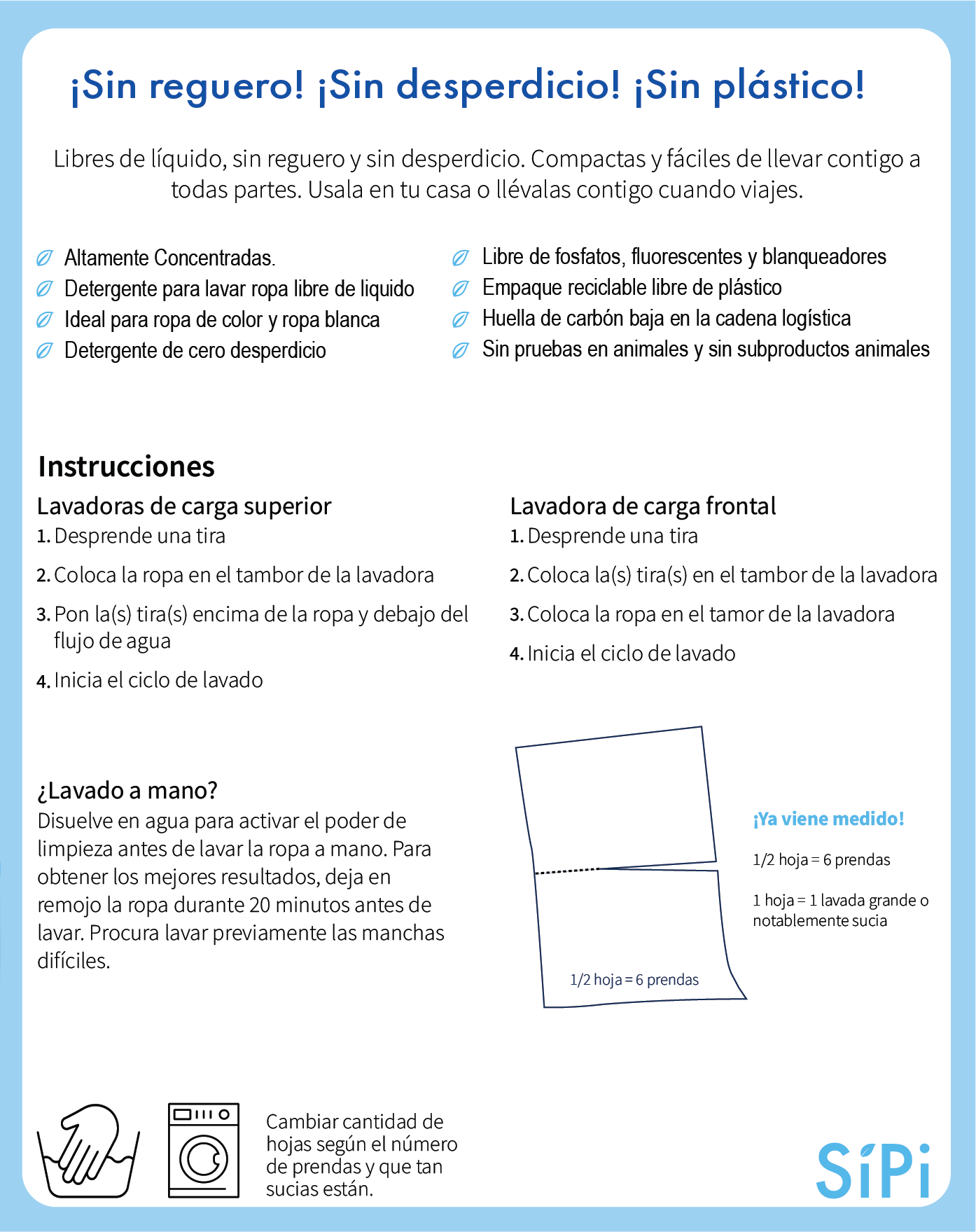 Detergente para ropa en hojas 80 lavadas